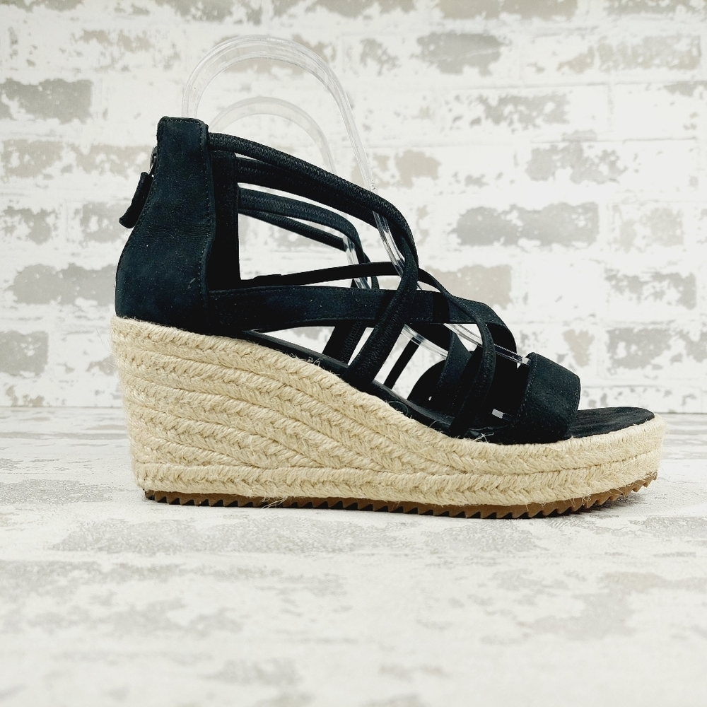 New Eileen Fisher Wanda Black Suede Espadrille A308 - Picture 5 of 12